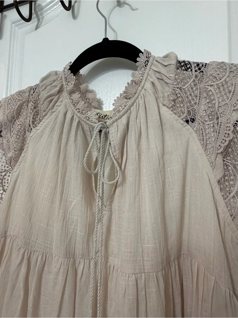Women’s Lace-Sleeve Boho Dress in Blush